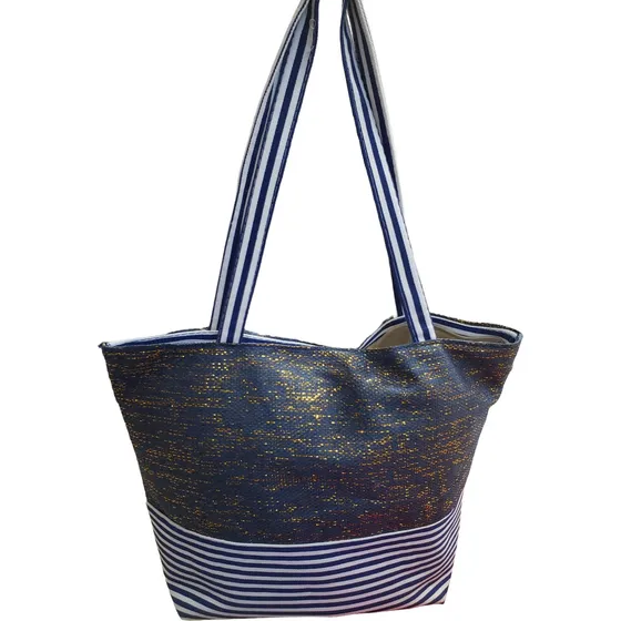 Bolso Playero Rayas/lunares Y Brillo