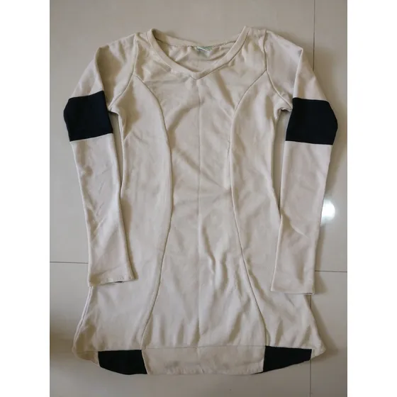 Vestido Dama Corto Escote Redondo Color Beige Y Negro