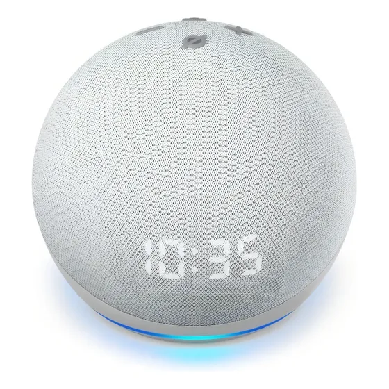 Echo Dot 4ª Geração Com Alexa Relógio Amazon Cor Branca