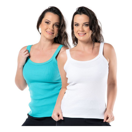 Kit 2 Regatas Feminina Canelada Algodão Regatinha Camisa Kit 2 Regatas Feminina Canelada Algodão Regatinha Camisa