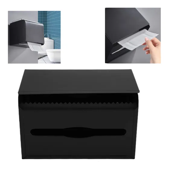 Porta Confort Baño Negro Dispensador Rollo Papel Higienico
