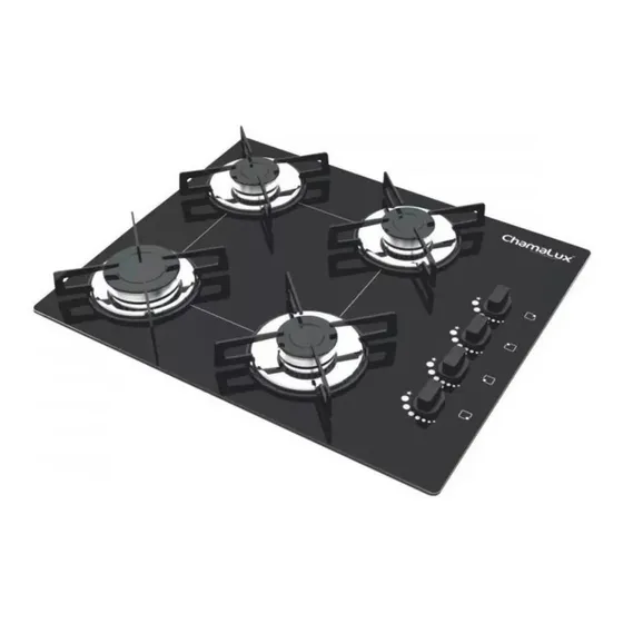 Anafe con alimentación a gas Chamalux ultra chama color negro 220V 4 hornallas