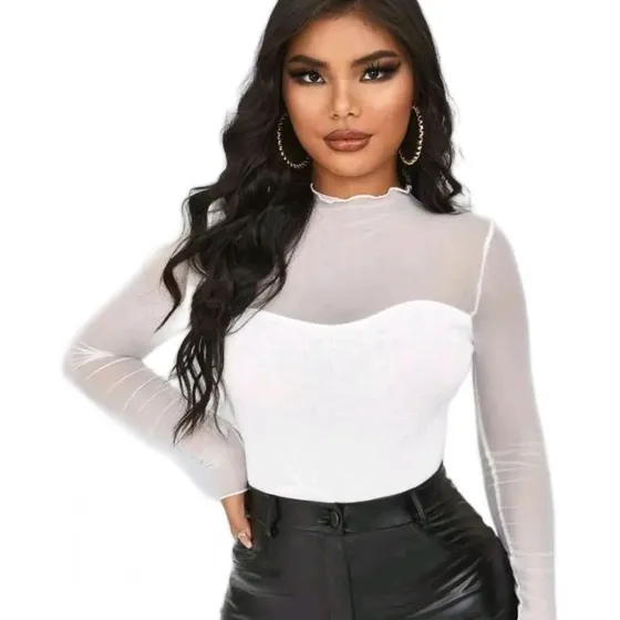 Blusa Shein Blanca Manga Larga Xs