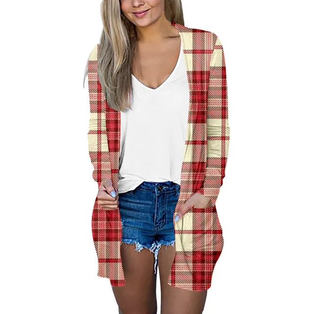 Cardigans Para Mujer Cardigan Manga Larga Moda Bolsillo E