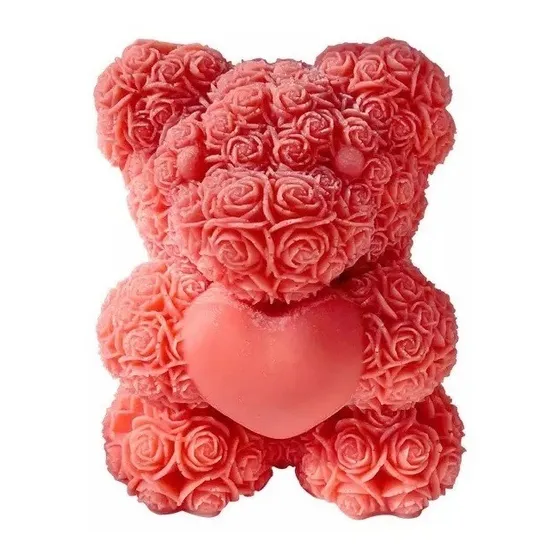 Molde Silicon Oso Osito Bouquet Rosas Corazon Vela 3d Regalo