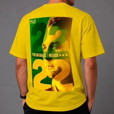 Camiseta Basica 22 Com Flavio Bolsoonaro!! Unissex Ref5388 Amarelo G