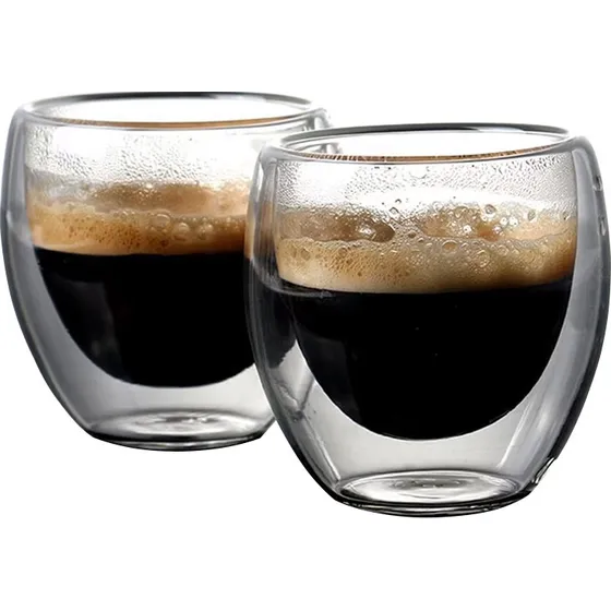 Copo Vidro Duplo Café Expresso Chá Capuccino 2 Peças 100ml