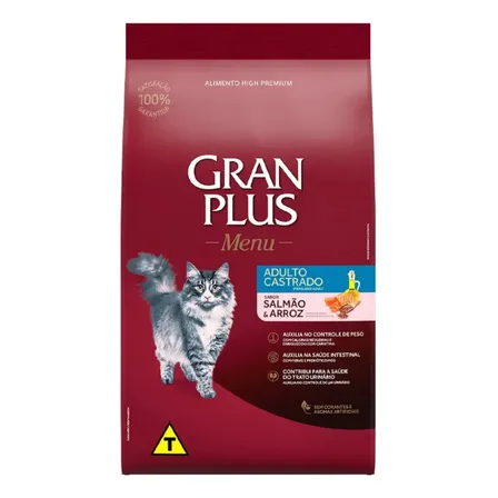 Alimento Gran Plus Menu Castrados Para Gato Adulto Sabor Salmão Y Arroz De 10.1 Kg