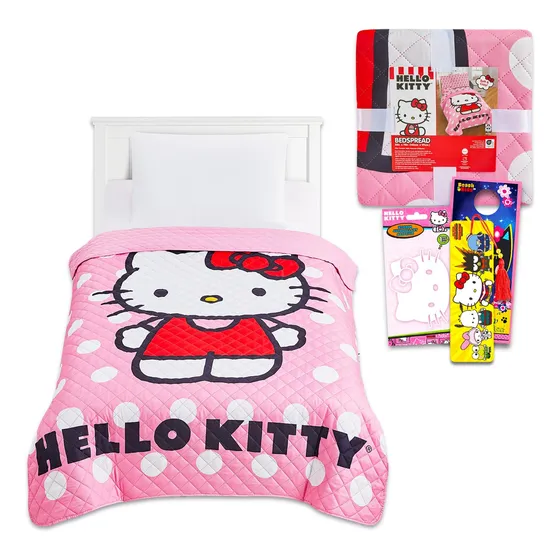 Set De Colcha Hello Kitty Para Cama Individual Para Niños -