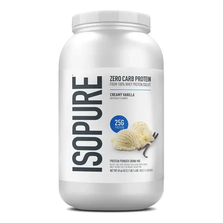 Suplemento en polvo Isopure Zero Carb Proteína Isolate sabor creamy vanilla en bote de 1.36kg 44 Serv