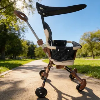 Carrinho De Bebê Infantil Passeio Dobrável Até 25kg Baby Bege