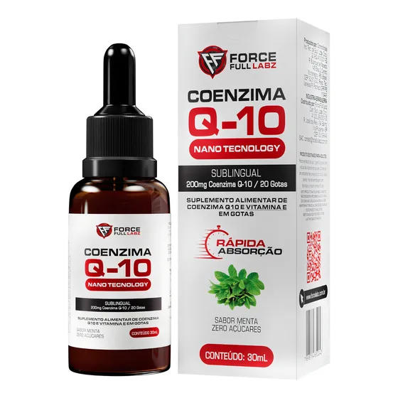 Coenzima Q10 Liquida Em Gotas 200mg Nano Em Óleo Tcm 100% Pura Vegan 30ml - Force Full Labz