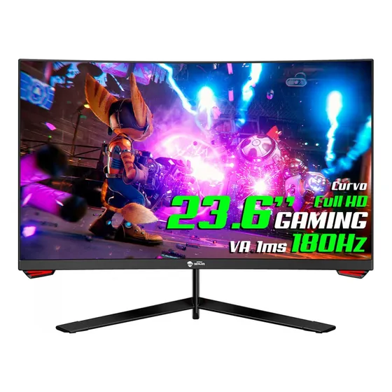 Monitor Gamer Ninja , 23.6 Pol, Curvo, Full Hd, 1ms, 180hz Cor Preto 127/220v