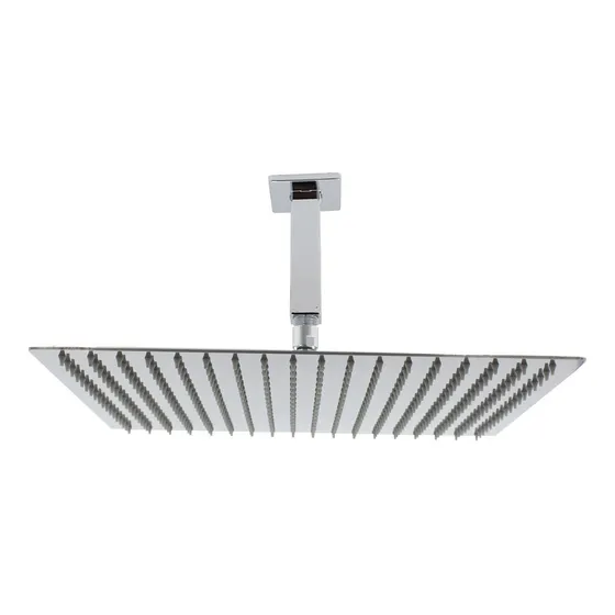 Regadera Cuadrada 40 Cm Con Brazo De Techo Cromada Espejo