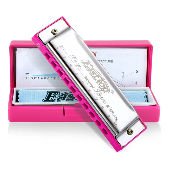 Armónica C/funda East Top Harmonica Diatónica - Rosa/plata
