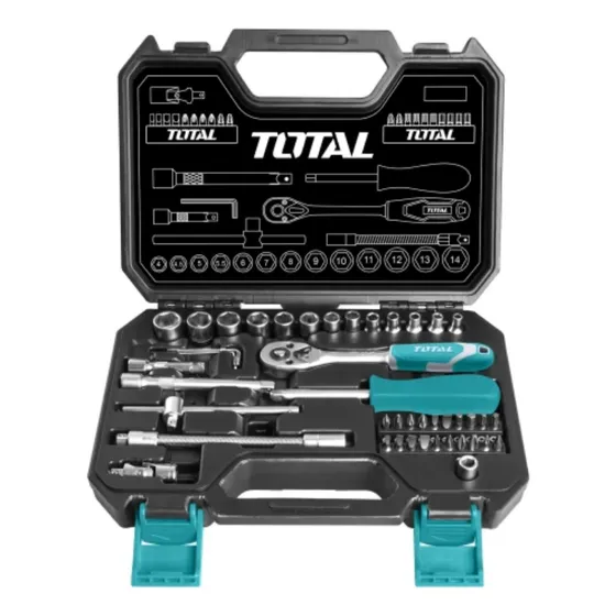 Juego De Dados 1/4 Marca Total, 45 Piezas, Socket Set