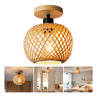 Lámpara De Techo Colgante Con Forma De Farol Bambú 20cm E26 Lámpara De Techo Colgante Con Forma De Farol Bambú 20cm E26