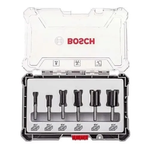 Set 6 Fresas Bosch Para Router Fresadora Juego Vastago 1/4