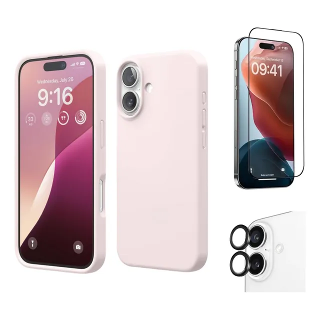 Case Funda Soft Premium Palo Rosa Para iPhone 16 + Micas