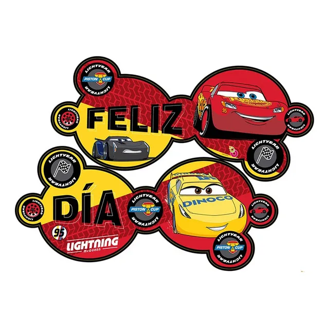 Cotillón Banderín Cartel Feliz Día Cars 150 Cm