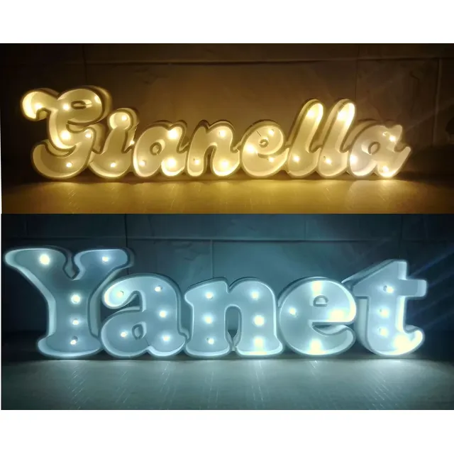 Cartel Nombre Luminoso Candy Luz Led Polyfan Babyshower 
