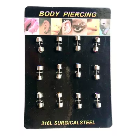 Aurojul-12 Body Piercing C/ Piedra Acero Quirurgico