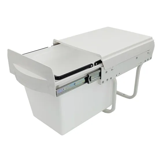 Papelera Extraible Con Freno Blanca 15l Marca Bari 