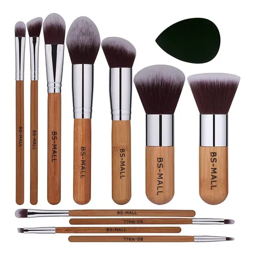 Bs-mall Juego De 11 Brochas De Maquillaje Sintticas De Bamb