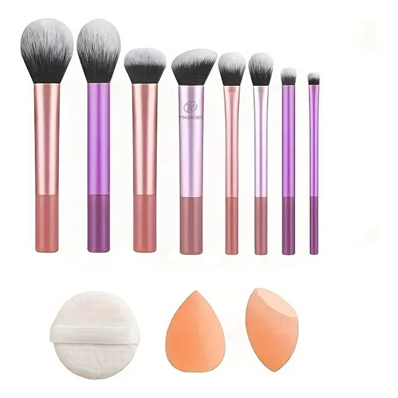 11pzs Brochas De Maquillaje Base Profesional Kit Con Esponja