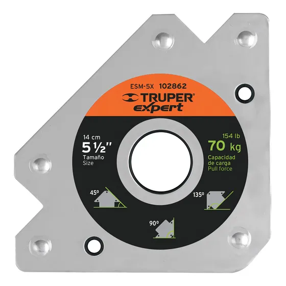 Escuadra Magnética Para Soldar 5'' Carga 70 Kg Truper ESM-5X