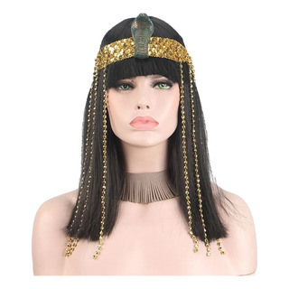 Peluca De Cleopatra Y Cabeza Serpiente Con Borlas Y Cuentas Peluca De Cleopatra Y Cabeza Serpiente Con Borlas Y Cuentas
