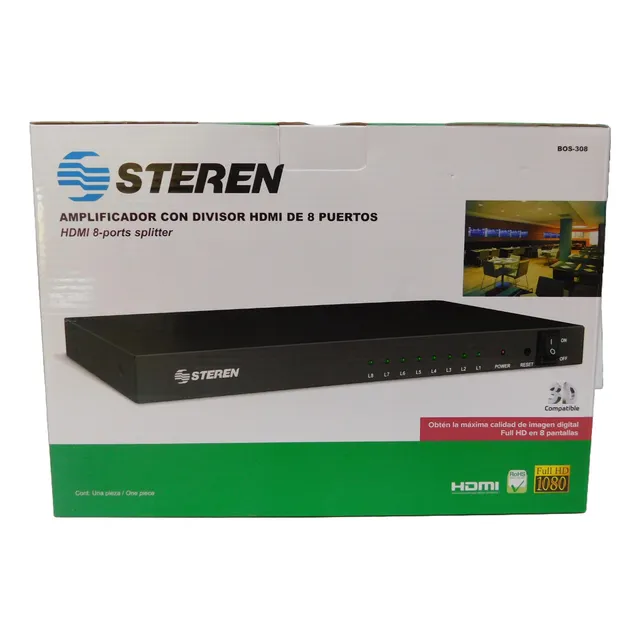 Amplificador Con Divisor Hdmi De 8 Puertos Steren