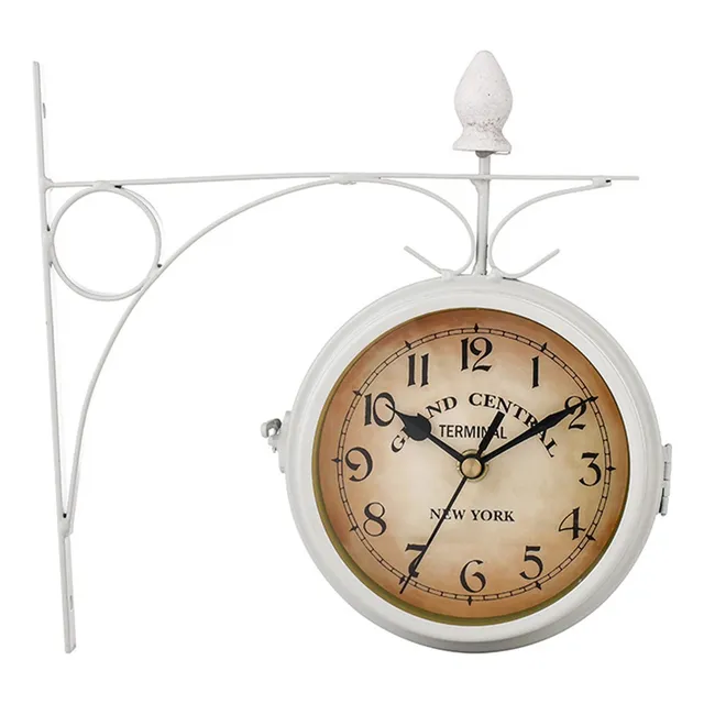 Reloj Vintage Pared Para Exterior Doble Cara Estacion Retro