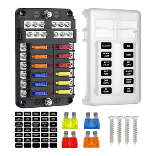Bloque De Fusibles De 12 Vías Ato/atc Con Indicador Led Bloque De Fusibles De 12 Vías Ato/atc Con Indicador Led
