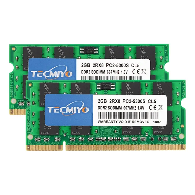 Memoria Ram Tecmiyo 4 Gb (2 X 2 Gb) Ddr2 667 Sodimm Pc2-5300