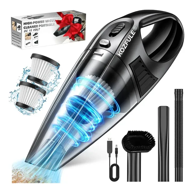 Aspiradora Inalámbrica De Mano Portátil Kozfule 5 En 1 9000pa Con 2 Filtros 500ml 120w 3600mah Para Hogar Y Auto Y Oficina Aspiradora De Mano Color Negro