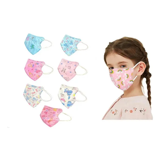 X100 Mascarillas Niño Con Diseño Kn95 5pliegues Reutilizable