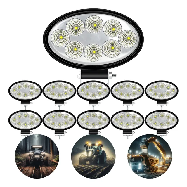 Kit 10 Farol De Milha Led Oval 8 Led 24w Universal 12v/24v