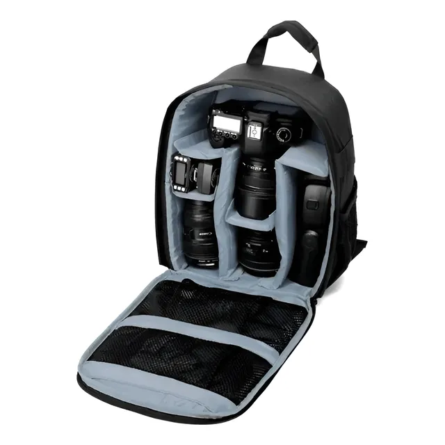 Bolso Mochila Gris Camara Reflex Dslr Mirrorless Impermeable