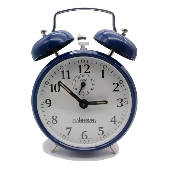 Despertador Relógio Antigo A Corda Campainha Retrô Aço Cor Azul