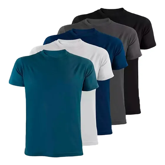 Pack X5 Remera Manga Corta Lisa Básica Hombre 100 % Algodón