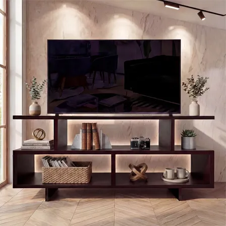 Mueble Paratv Centro Entretenimiento Moderno Color Chocolate