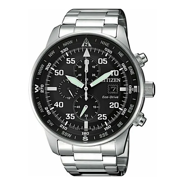 Reloj pulsera Citizen CA0690-88e con correa de acero inoxidable color plateado - fondo negro