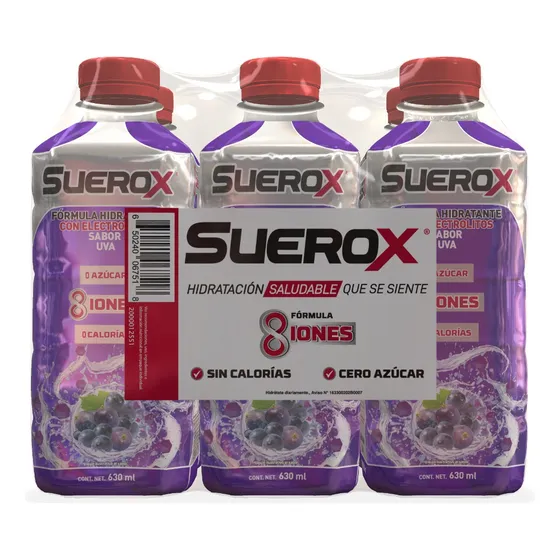 Suerox Bebida Hidratante Uva 6pack 630ml