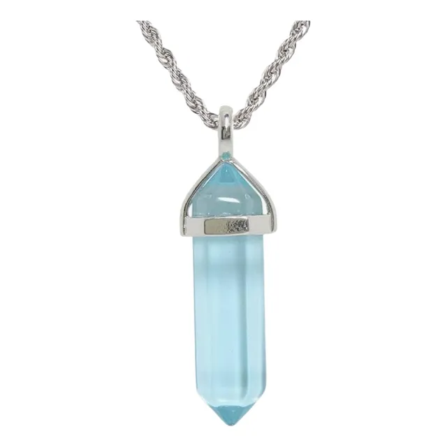 Collar De Cuarzo Piedra Natural  - Cadena Bañada En Plata