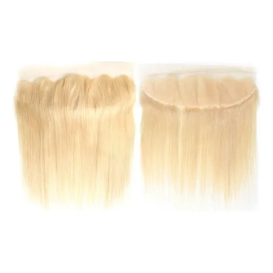Top Closure Aplique Frontal 13x4 Loiro Liso 100% Humano 50cm Cor Loiro 50cm