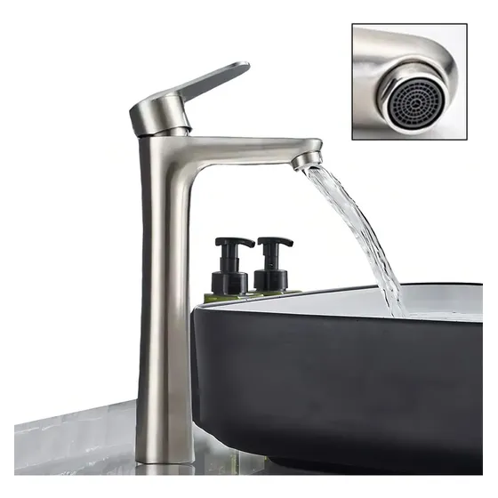Grifo Monomando Para Lavabo De Baño Acero 304 Cepillado 30cm