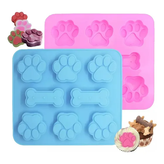 Pack X2 Moldes Silicona Reposteria Molde Chocolate Mascotas 8cavi Moldes Silicona Chocolates Patitas De Perro Hueso Pasteleriacl