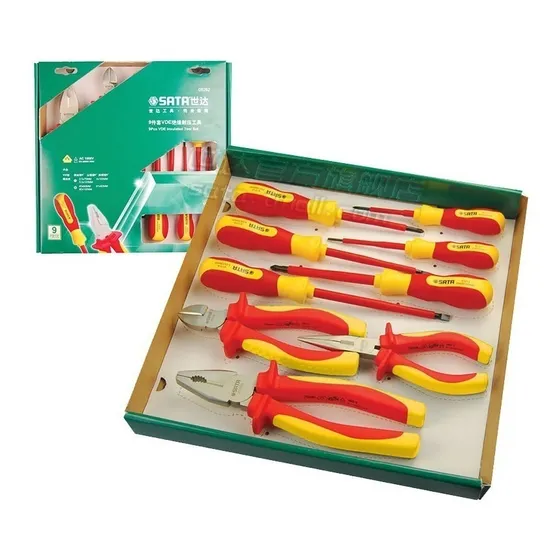 Juego De Alicates Aislados 9 Pz Sata 09262