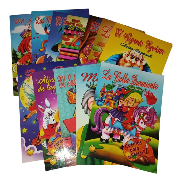 12  Cuentos  Para Colorear Coleccion Completa